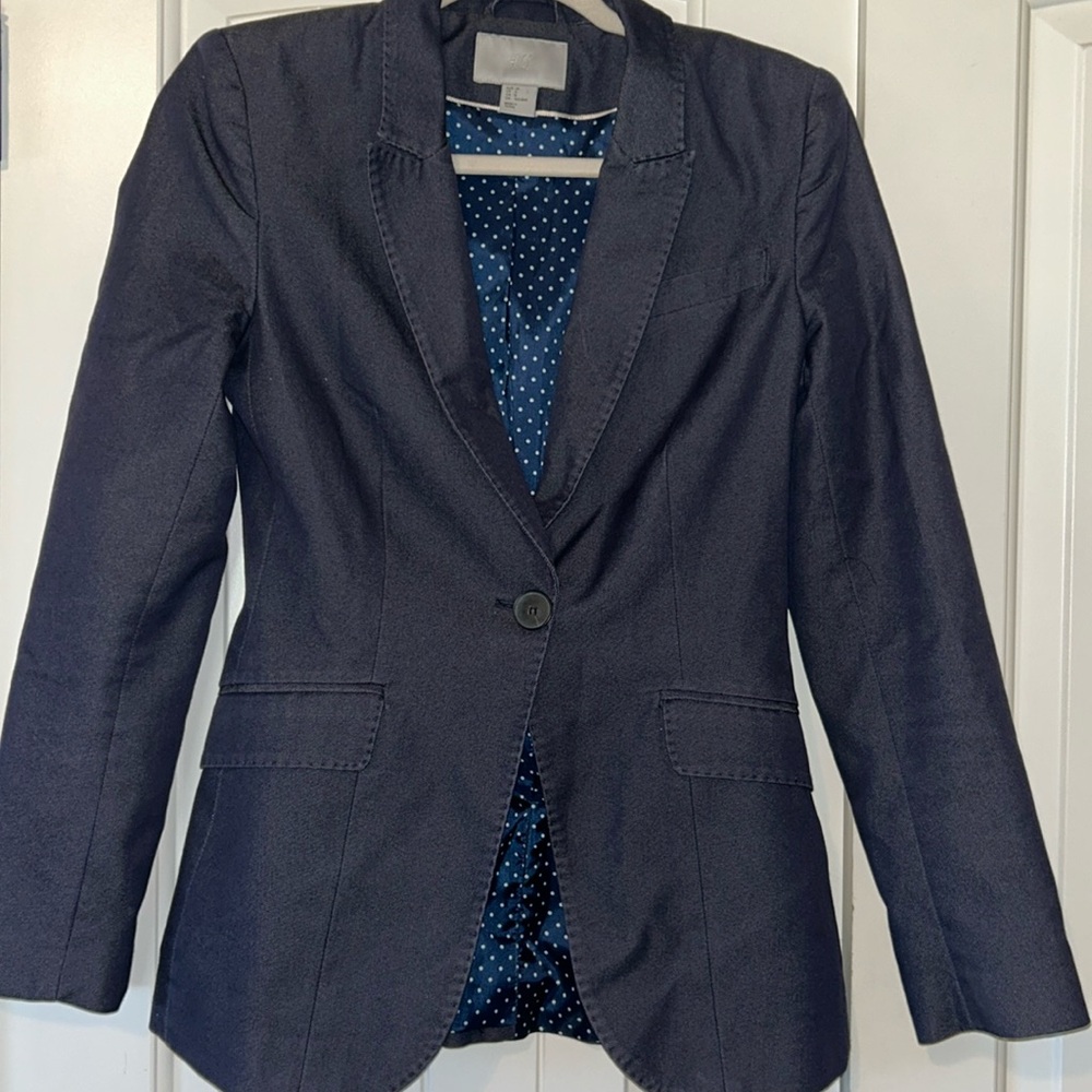 H&M Women’s Blue Lined Single Button Blazer Sz 6